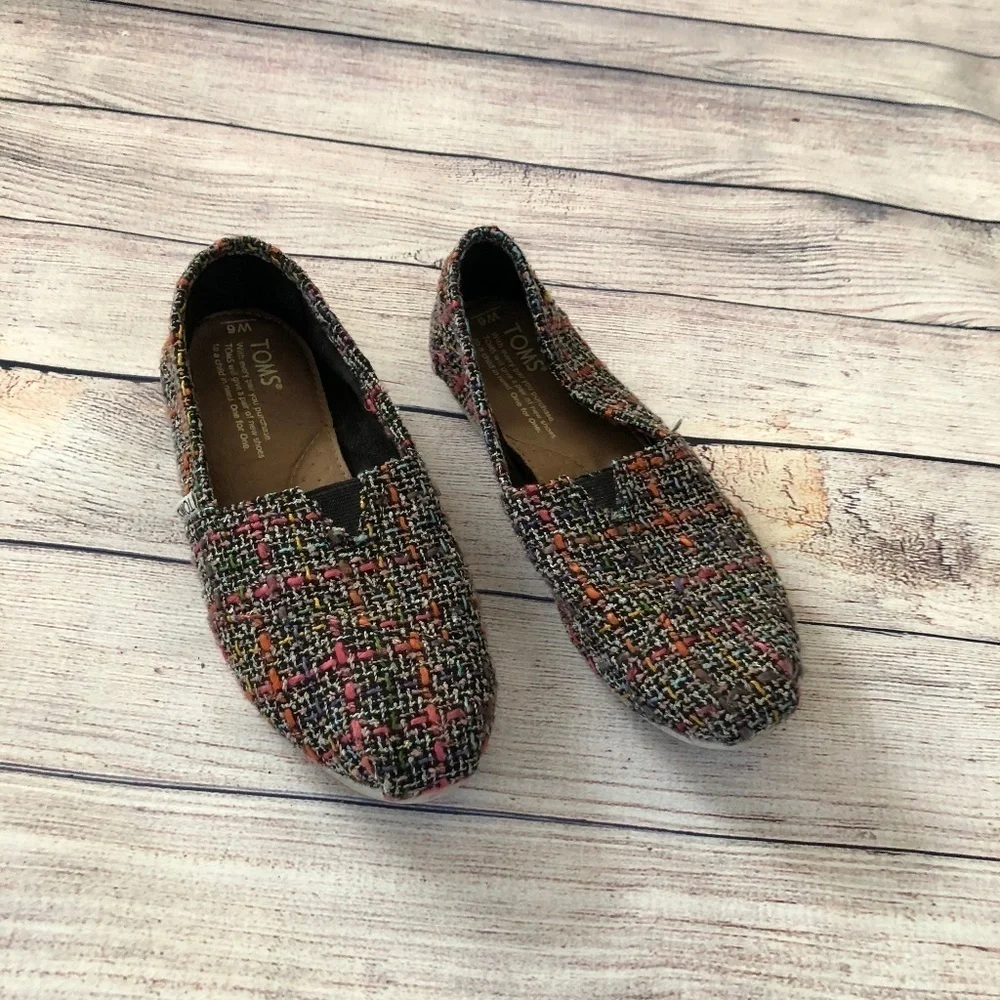 Tom's Classics Women's Tweed Slip-On Shoes Size 6